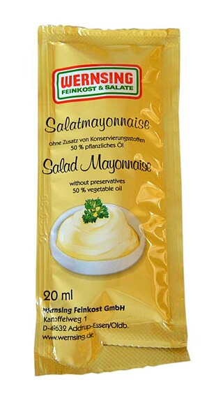 Salat-​Mayonnaise in Portionsbeuteln 